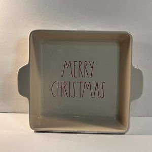 Rae Dunn Merry Christmas Square Casserole Baking Dish 8x8 Red Letters NWOT